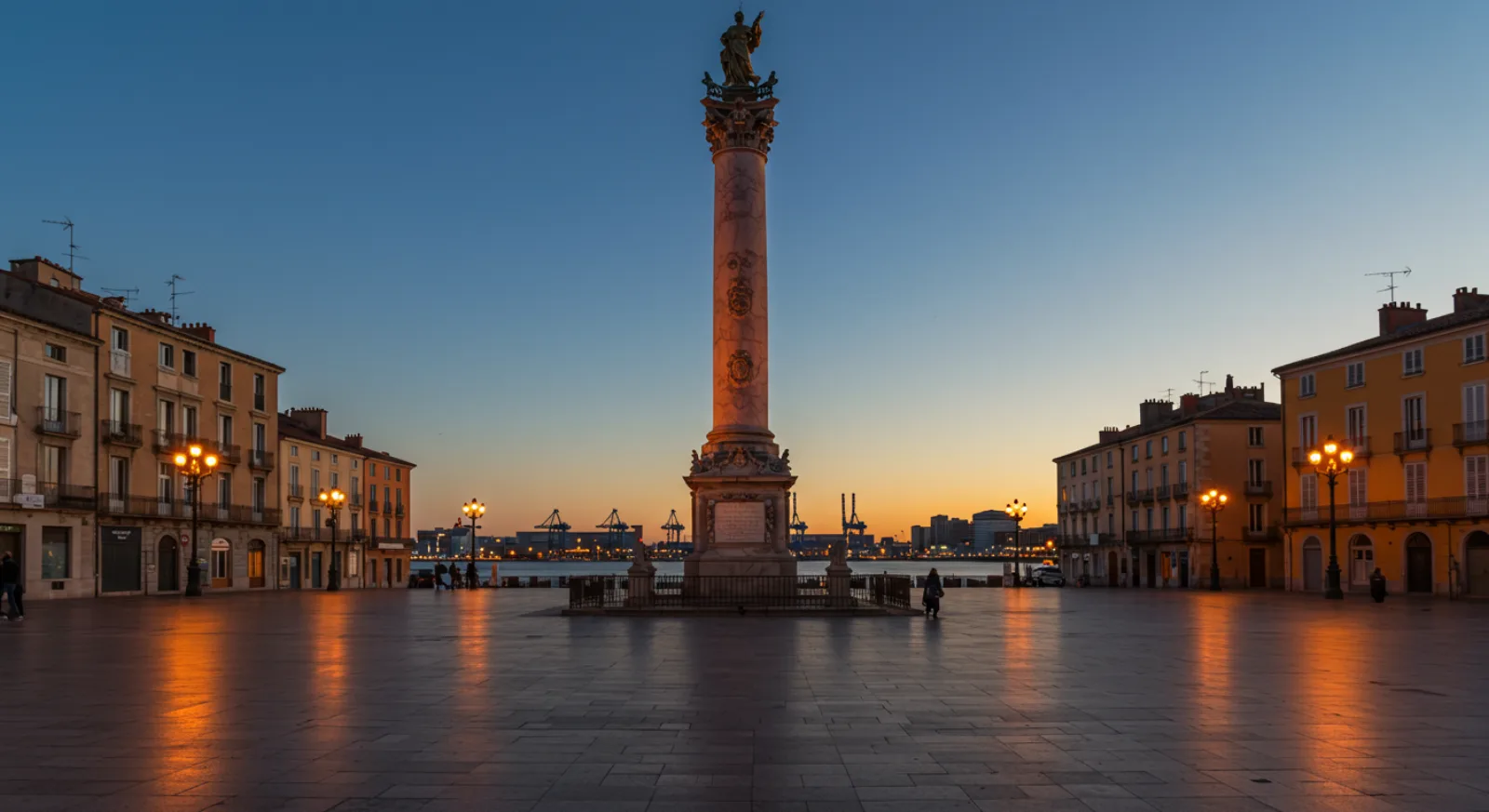 Obélisque Louis XVI sur la place royale de Port-Vendres au coucher du soleil